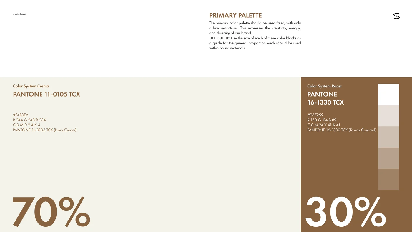 Brand guide spread — palette