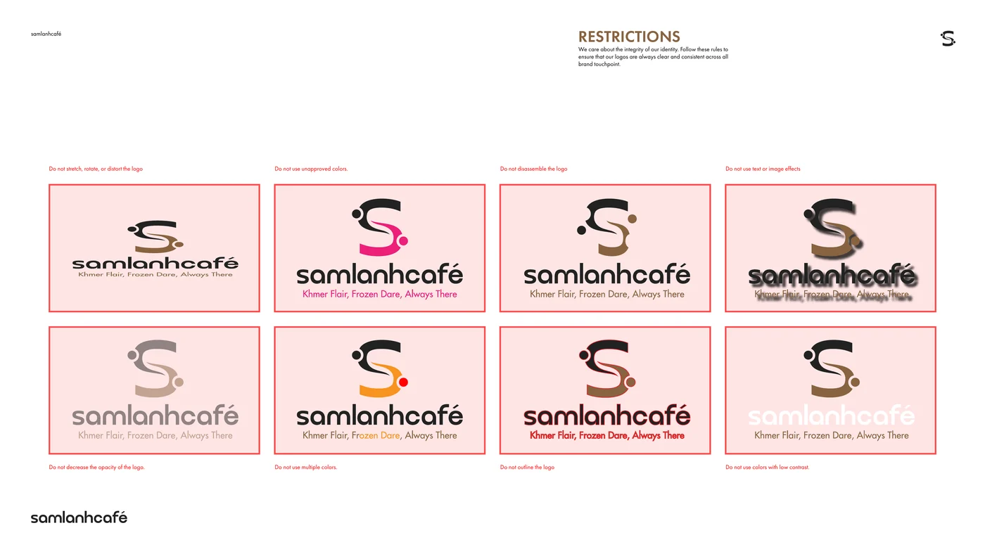 Brand guide spread — restrictions